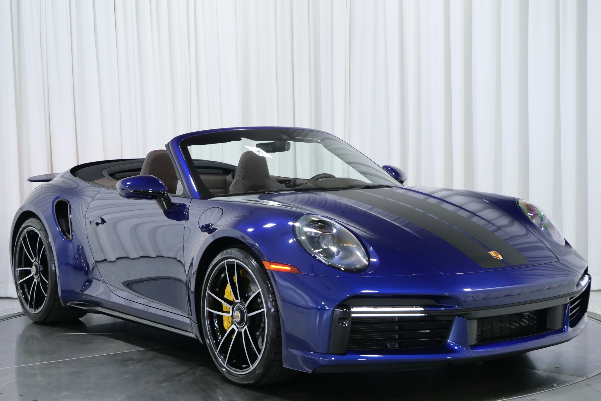 Gentian Blue Metallic Porsche 911 Turbo S Cabriolet with 3.8L Twin